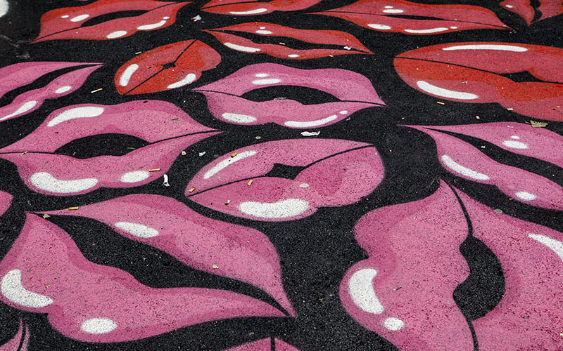 Pink lips on ground